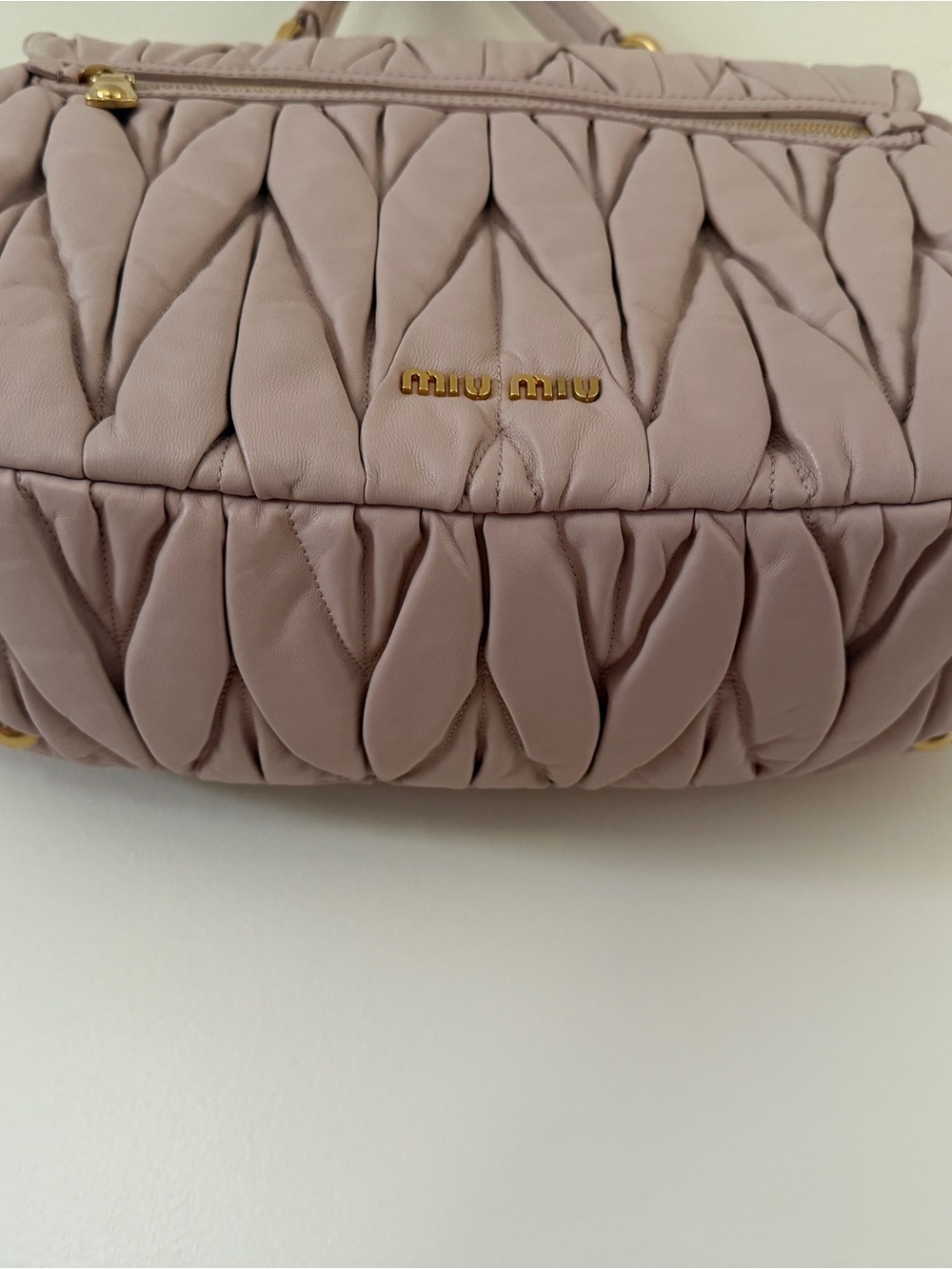 Miu Miu Quilted Pattina Leather Shoulder Bag in Cipria with Gold Hardware - Picture 4 of 12